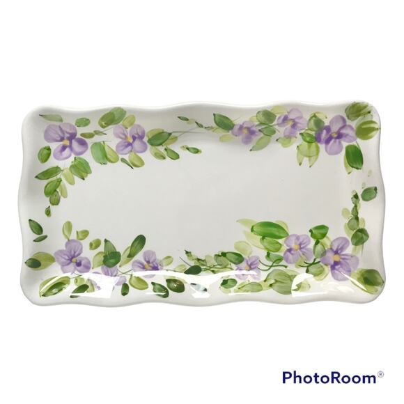 Tabletops Unlimited Mariam's Garden Ceramic Floral Tray For Sugar & Creamer - Picture 2 of 10